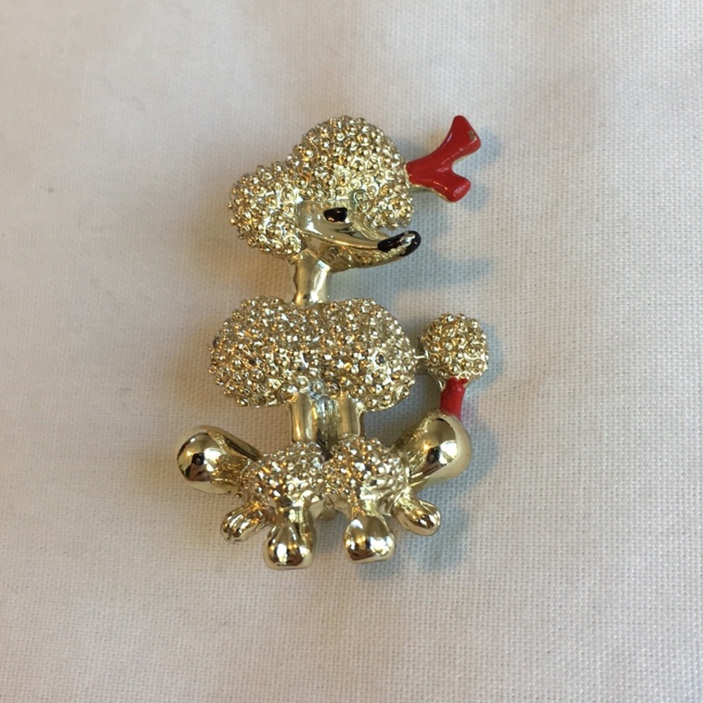 Cute Vintage French Poodle Gold Tone Brooch
